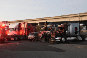 A truck accident caused by a common reason.
